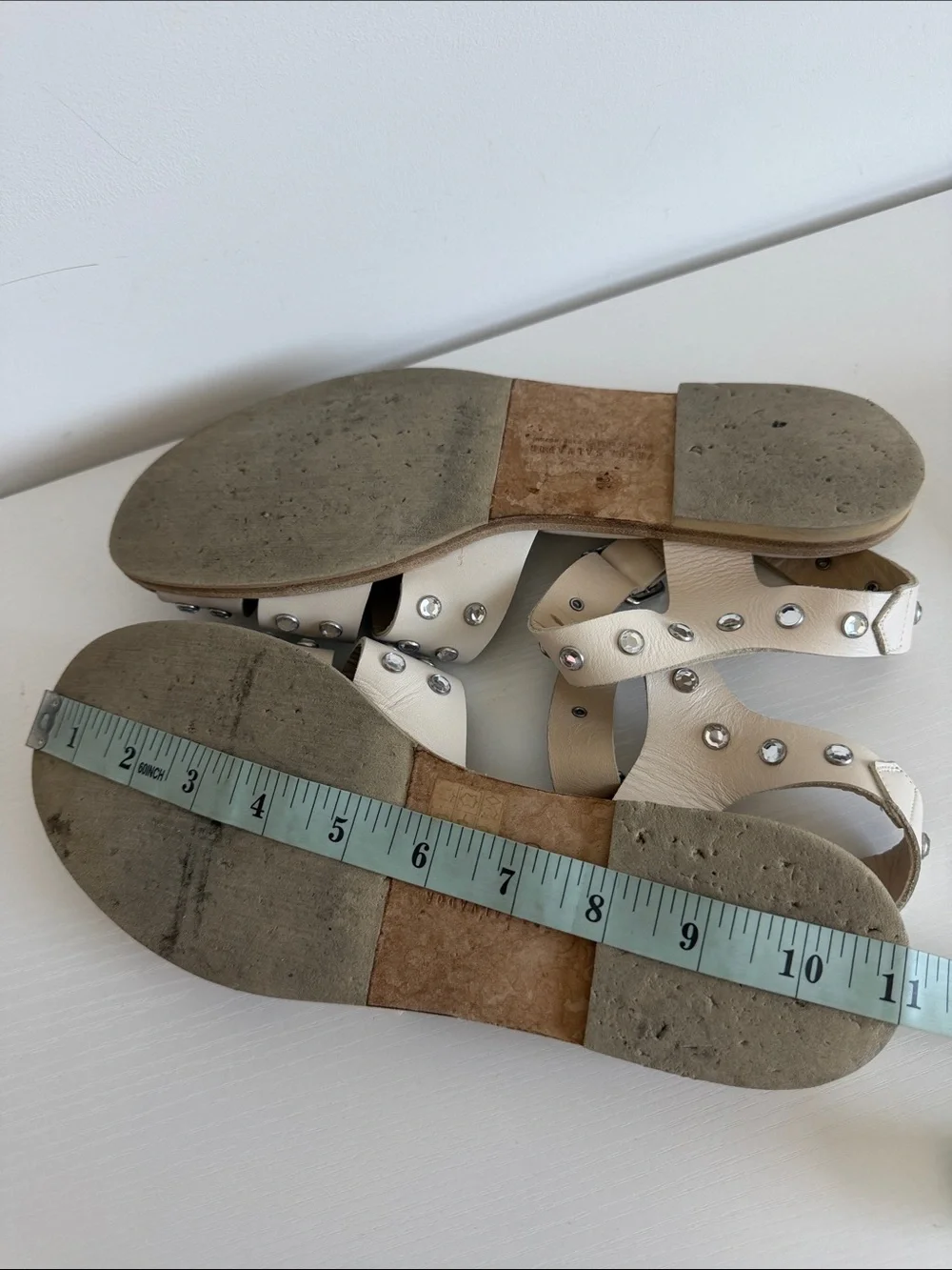Freda Salvador 10 Sera Fisherman Sandals White Gem Embellishments - Picture 13 of 13